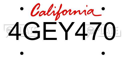 4GEY470 California License Plate