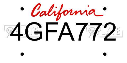 4GFA772 California License Plate