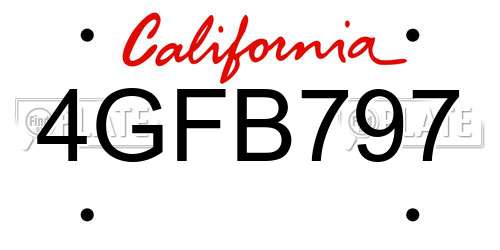 4GFB797 California License Plate