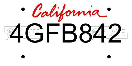4GFB842 California License Plate