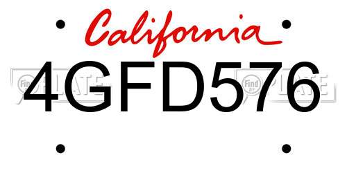 4GFD576 California License Plate