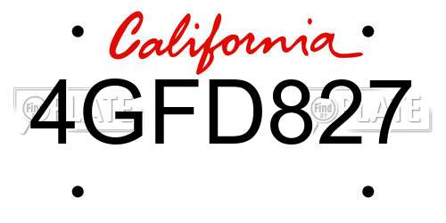 4GFD827 California License Plate
