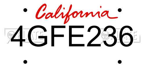 4GFE236 California License Plate