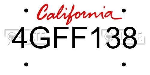 4GFF138 California License Plate