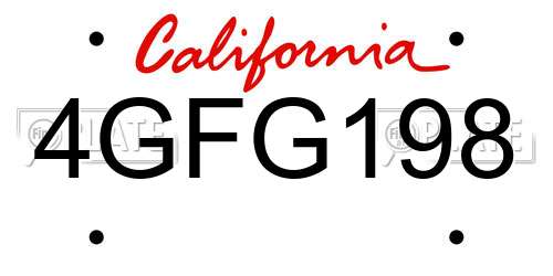 4GFG198 California License Plate