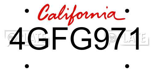 4GFG971 California License Plate