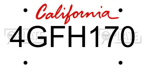 4GFH170 California License Plate