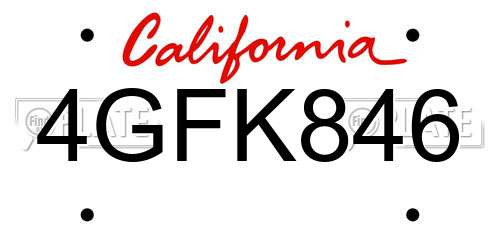 4GFK846 California License Plate