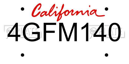 4GFM140 California License Plate