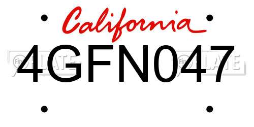 4GFN047 California License Plate