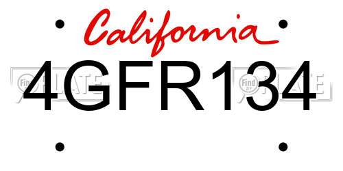 4GFR134 California License Plate