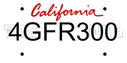 4GFR300 California License Plate