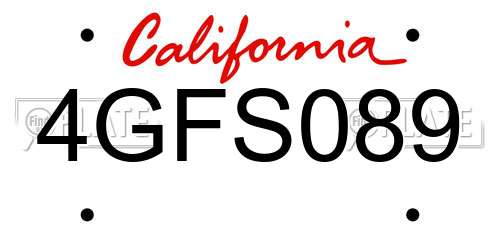 4GFS089 California License Plate