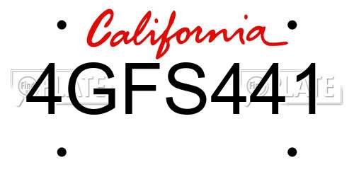 4GFS441 California License Plate