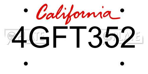 4GFT352 California License Plate