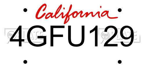 4GFU129 California License Plate