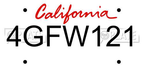 4GFW121 California License Plate
