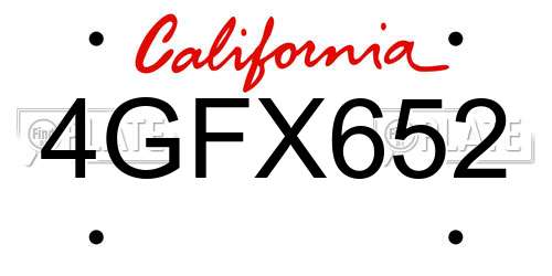 4GFX652 California License Plate