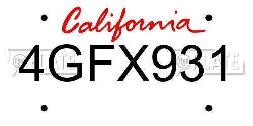4GFX931 California License Plate