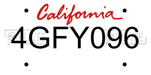 4GFY096 California License Plate