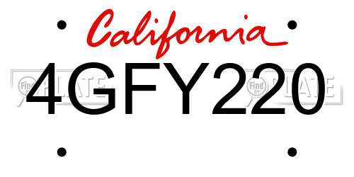 4GFY220 California License Plate