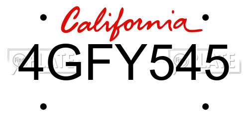 4GFY545 California License Plate