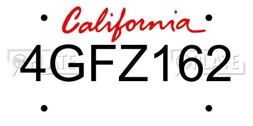 4GFZ162 California License Plate