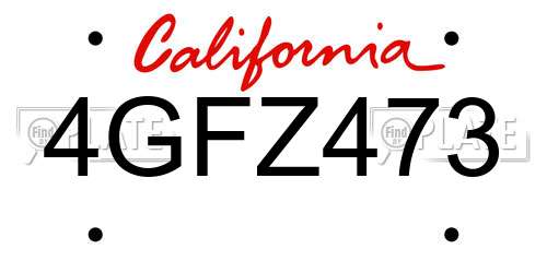 4GFZ473 California License Plate