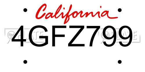 4GFZ799 California License Plate