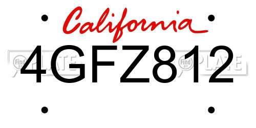 4GFZ812 California License Plate