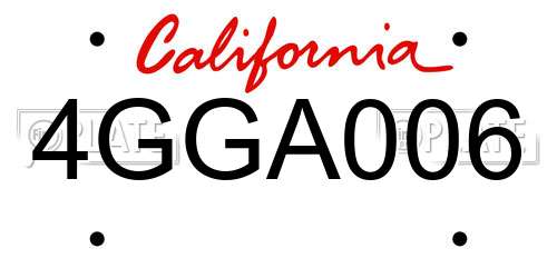 4GGA006 California License Plate