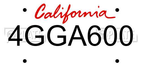 4GGA600 California License Plate