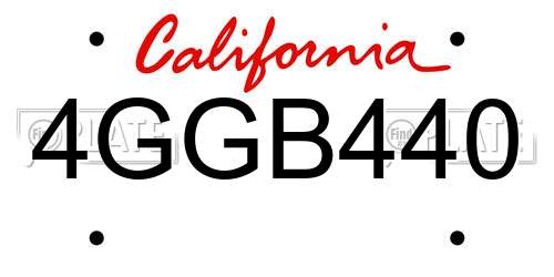 4GGB440 California License Plate