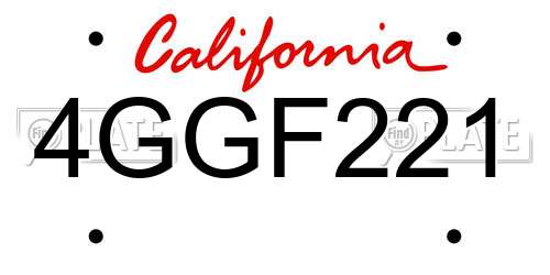 4GGF221 California License Plate