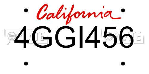 4GGI456 California License Plate
