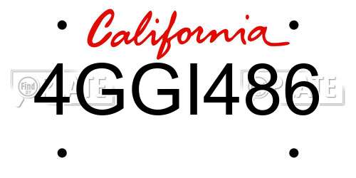 4GGI486 California License Plate
