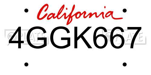 4GGK667 California License Plate