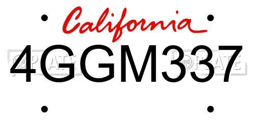4GGM337 California License Plate