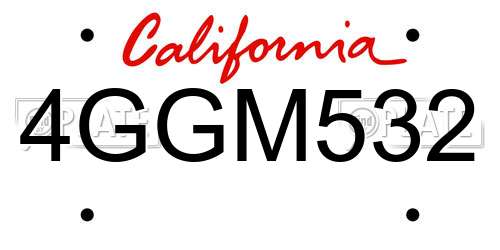 4GGM532 California License Plate