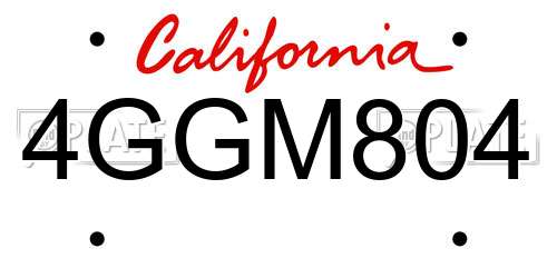 4GGM804 California License Plate