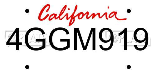 4GGM919 California License Plate