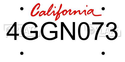 4GGN073 California License Plate