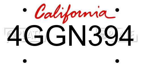 4GGN394 California License Plate