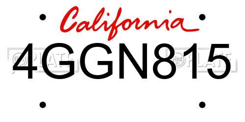 4GGN815 California License Plate