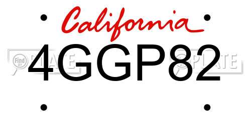 4GGP82 California License Plate