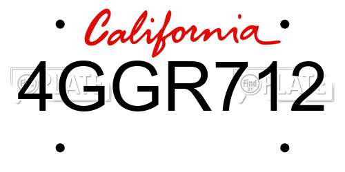 4GGR712 California License Plate
