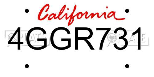 4GGR731 California License Plate