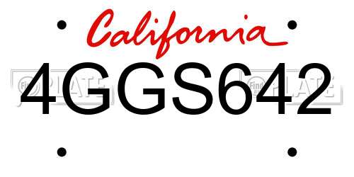 4GGS642 California License Plate