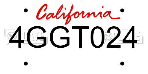 4GGT024 California License Plate