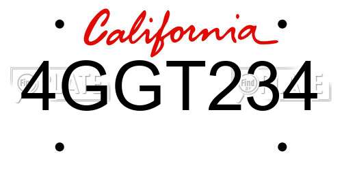 4GGT234 California License Plate